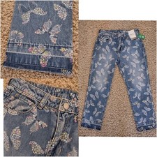 NWT 50 TAG Gap Kids Girls 14 Girlfriend Ankle Blue Jeans Flowers  Butterflies