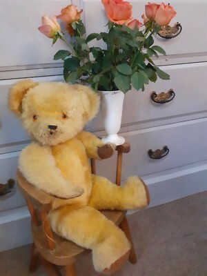 Vintage antiker englischer großer goldener traditioneller Teddybär mit Gelenken Bobbi