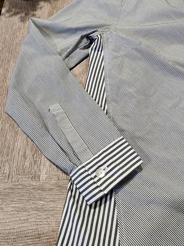 J Jill Button Down Shirt Top Small Striped Cotton Blend Women's White Charcoal - Picture 3 of 11