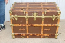 Quality Antique Vintage 1890's Mendel Drucker High End Wood Steamer Trunk NICE