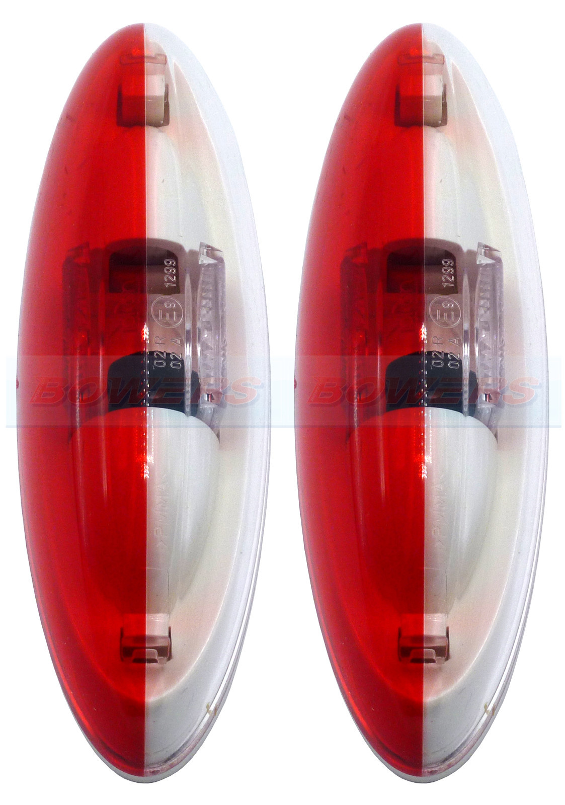 2 JOKON RED WHITE SIDE MARKER LAMPS LIGHTS ELDDIS AVANTE CRUSADER