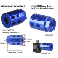 D Blue 1/2x28 1/2-28 TPI Compact Muzzle Brake Compensator F 5.7x28 Threaded Barr