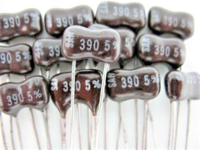 12X - 390pF @ 500V 5% (SANGAMO DM15) DIP SILVER MICA CAP - HiFi/AUDIO/RF/AMPS