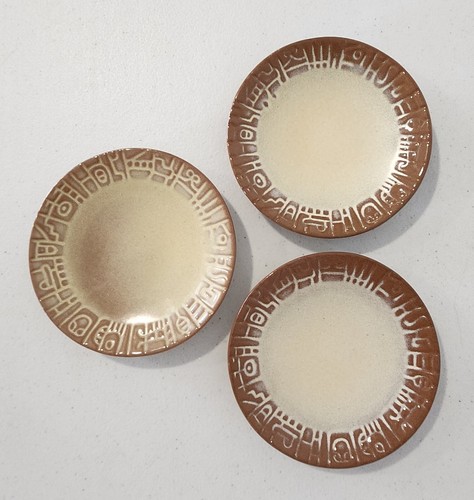 Frankoma Mayan Aztec Desert Gold Lot of 6 - 3 Cups (7C) & 3 Saucers/Plates (7E) - Picture 5 of 6