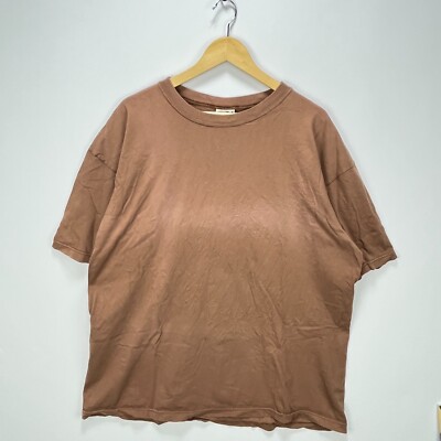 Vintage 90s Sun Faded Blank Brown T Shirt Made in USA XL