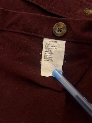 Woolrich Mens Large Dark Maroon Long Sleeve Heavy Flannel Shirt 100% Cotton - Picture 4 of 6