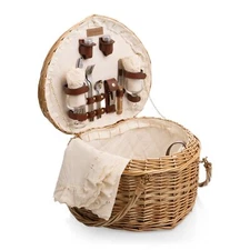 PICNIC TIME Heart Wicker Picnic Basket, 2 Person Set, Couple Gifts, (Antique ...