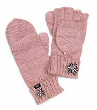 VICTORIA'S SECRET BLUSH PINK SNOWFLAKE SPARKLE KNIT CONVERTIBLE GLOVES MITTENS
