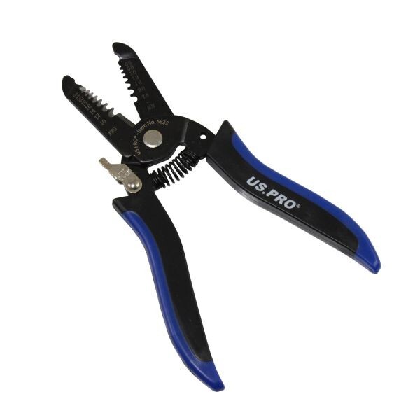 US PRO 7"" Wire Strippers Cutters Tool 0.6 0.8 1.0 1.3 1.6 2.0 2.6mm Safety Lock