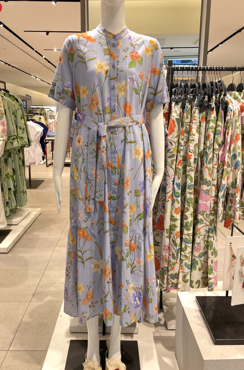 ZARA NEW SS24 FLORAL PRINT DRESS ZW COLLECTION BLUE | 2183