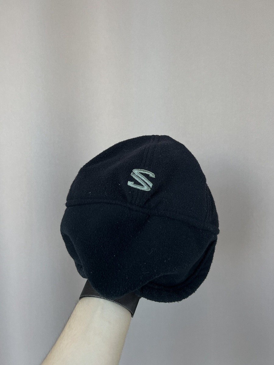 Salomon Fleece Trapper Peaked Hat Vintage Ear Flaps Cap Black