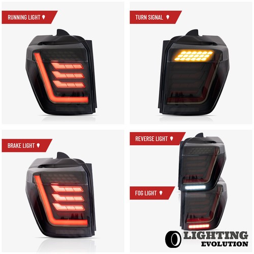 Smoke Lens Fit Toyota 4Runner 2010-2022 LED Tail Lights DRL w/Dynamic One Pair - Picture 7 of 16