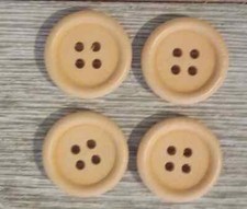 wood pastel colors sewing buttons 4 holes peach 3/4 inch 20mm 4pc