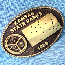 Kansas State Parks Solid Brass Belt Buckle  90 of 1000 Vintage 1985  .MMR732