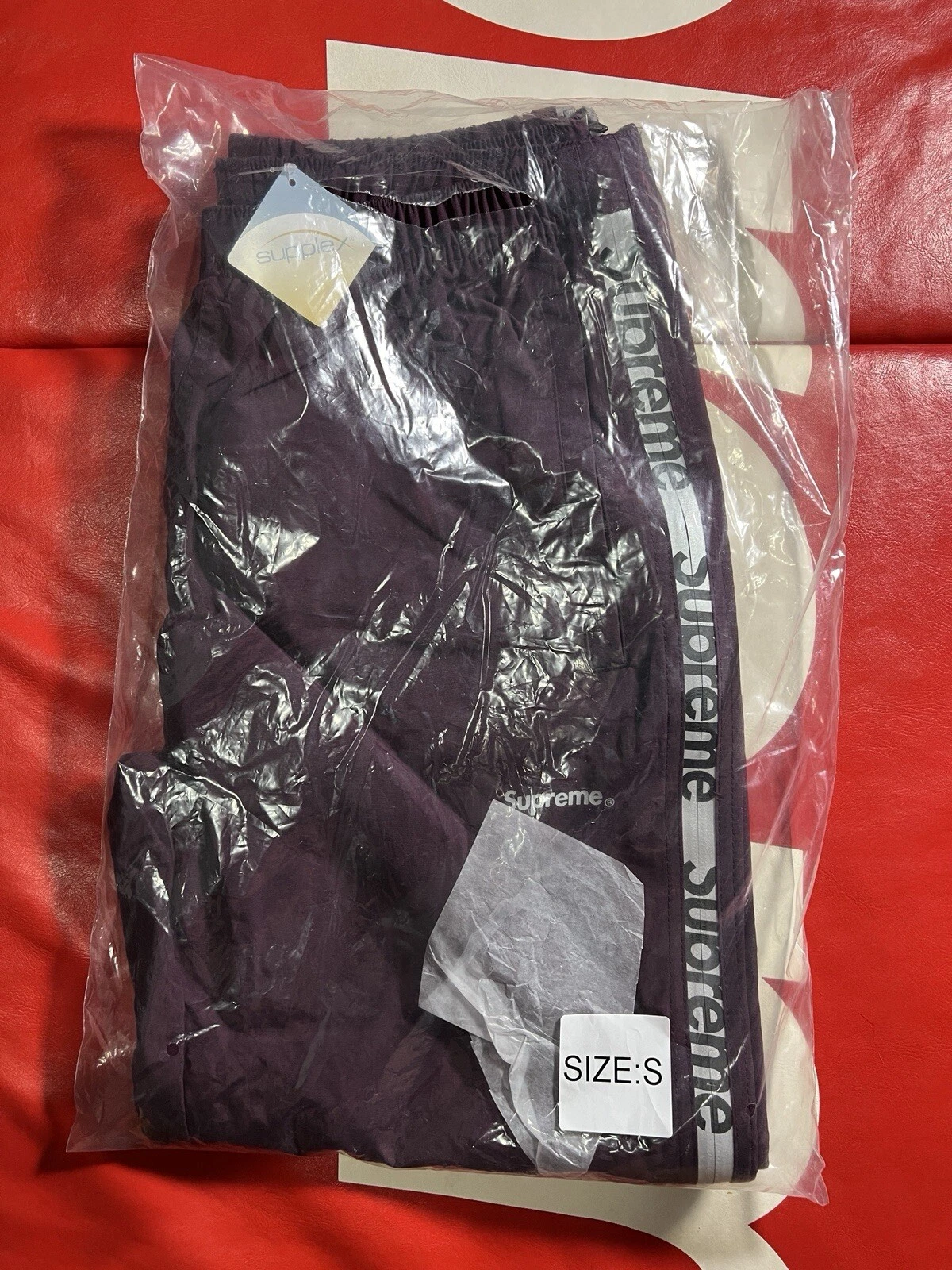 Pantalon de survêtement zippé réfléchissant suprême violet petit SS21 NEUF SOUS BLISTER