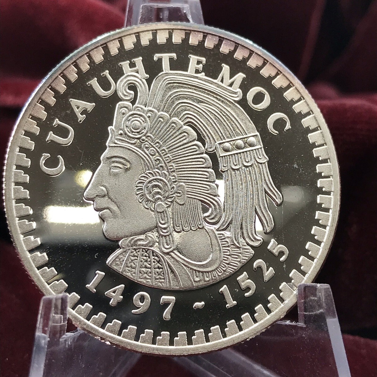 Viva Mexico Proof 1985 CUAUHTEMOC 1497-1525 Una Onza Troy 1 oz
