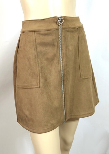 Größe 10 Neu mit Etikett Maurices kurzer Rock aus weichem Wildlederimitat Matrosentasche Reißverschluss in Rehkitz - Bild 1 von 4