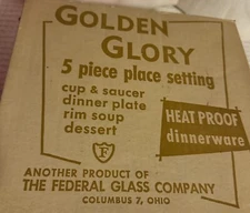 Golden Glory Federal Glass 5 Piece Place Setting