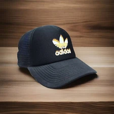 Adidas Trefoil Fire Foam Trucker Hat Snapback Adjustable Black