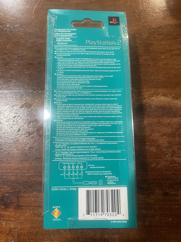 Cable AV Componente Original Oficial Sony PlayStation 2 SCPH-10100 U NUEVO SELLADO - Imagen 3 de 4