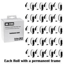 20Rolls 2.4” x 100' Continuous Paper Tape DK-2205 for Brother QL Labels Printer