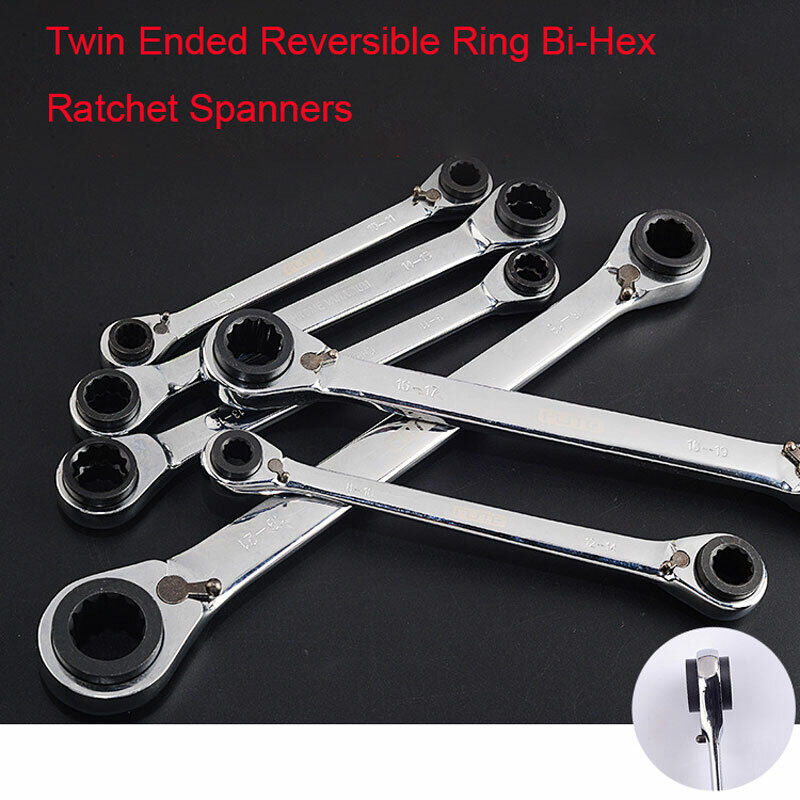 Ratchet Flexible Head Ratcheting Wrench Spanners Gear Tool Set Crv Metric 4-19mm