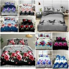 Set completo lenzuola moderno 3D fiori copripiumino lenzuolo aderente e 2 federe