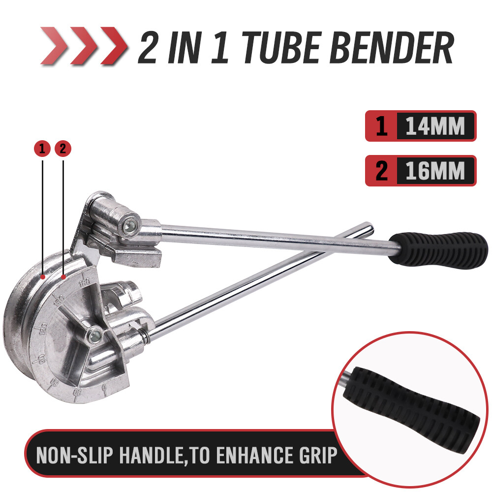 Heavy Duty 180° Tube Pipe Bender Tool 14mm 16mm Brass Aluminum Pipe 34