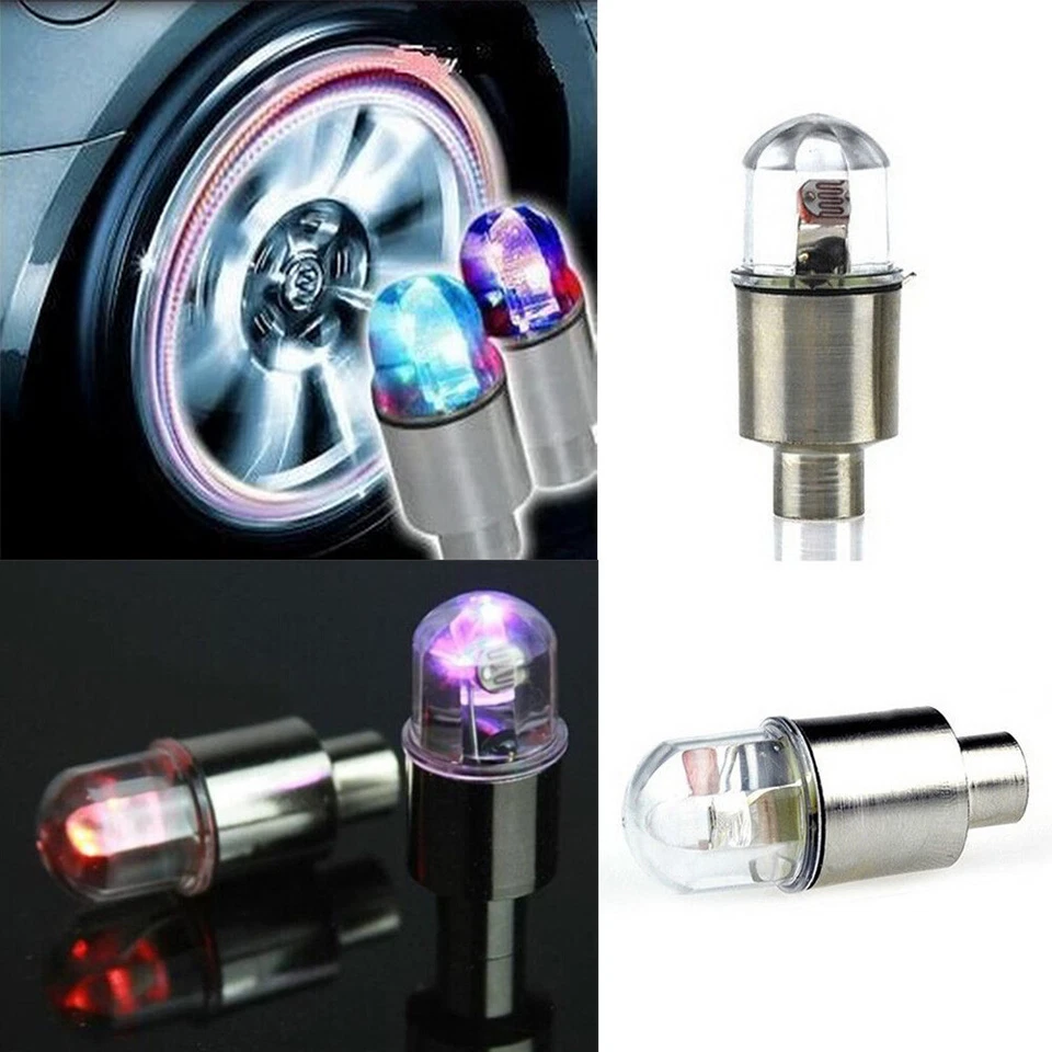 1x Colorful Car Wheel Tire Tyre Air Valves Stem LED Light Cap Cover Accessories - Image 3 of 4