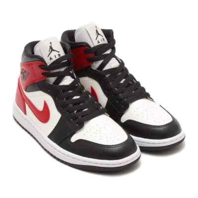 BQ6472-160 Nike Air Jordan 1 Mid Sail Off Noir White Gym Red (Damen)