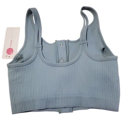 Yogalicious Ribbed Seamless Broadway Snap Front Bra Tank Top Blue S - Picture 5 of 7