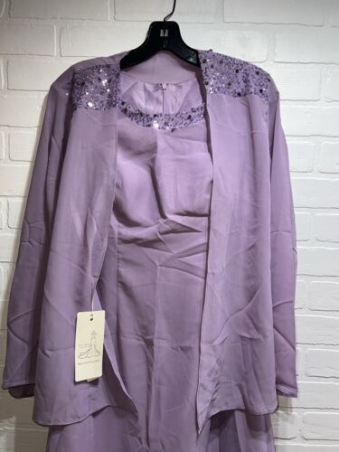 2 piece Very Nice Jacket & Dress Formal Gown Purple Wedding Prom Size 10 - Picture 3 of 8