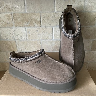 UGG TAZZ BRAID HICKORY SUEDE PLATFORM SLIPPERS SHOES MOCCASIN CLOG