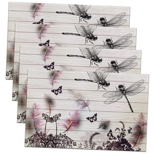 Dragonfly Table Place Mats Set of 4 Gifts Women Table 12x18 Inches Multi 06