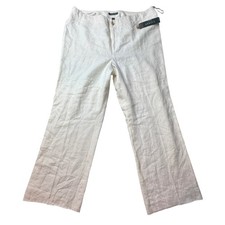 Lauren Ralph Lauren Pants Womens 18W White Linen Wide Leg High Rise New NWOT