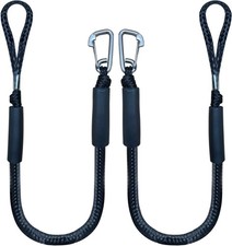 4 Feet Bungee Dock Line Mooring Rope 2-Pack for Docking with Stainless Steel Cli