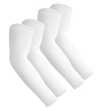 2 Pair Sun Protection Cooling Arm Sleeves Compression - 2 Pairs - Crisp White