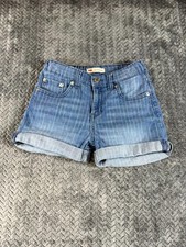 Levi's Girlfriend Shorts Girls 12 Blue Striped Denim Cotton Preppy Cuffed Hem