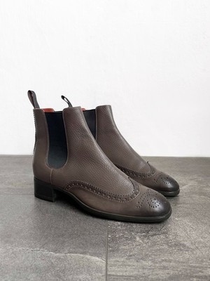 Santoni Leather Brown Chelsea Women's Boots, Size 36