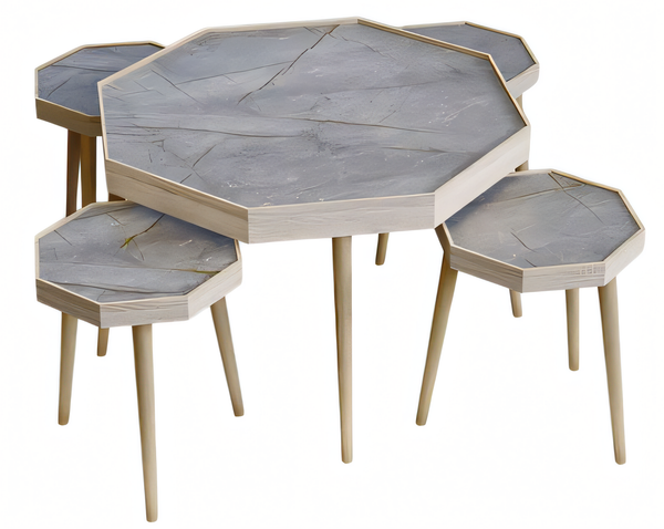 Grauer Holz Couchtisch Modern Elegant-image