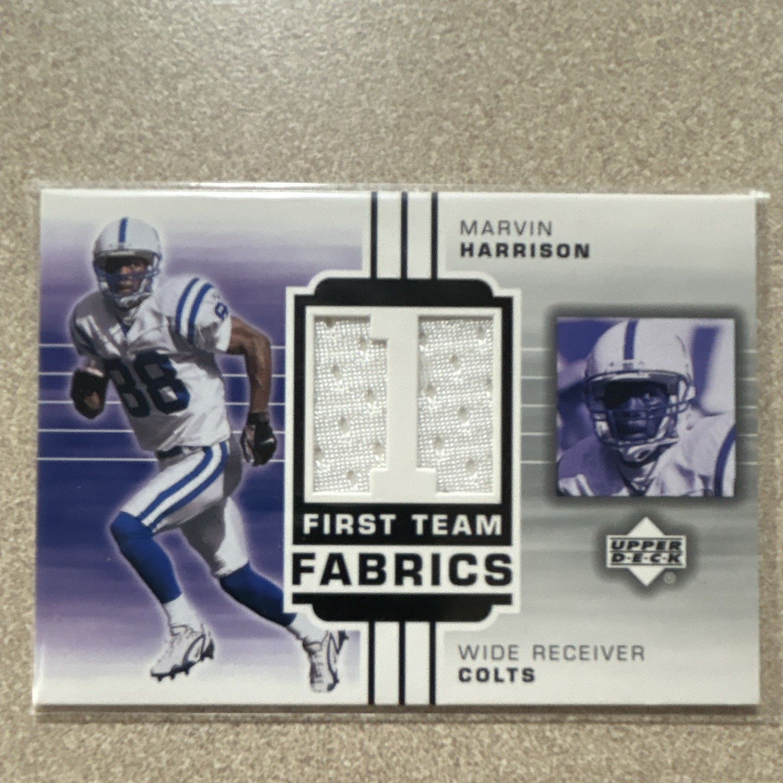 Upper Deck 2002 Marvin Harrison Colts First Team Fabrics Jersey Mem #FT-MH