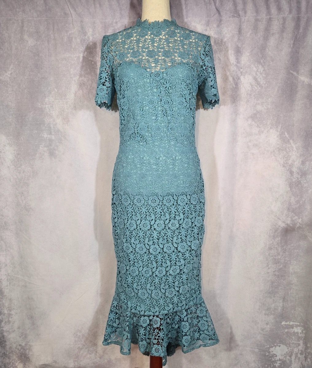 paper dolls cap sleeve lace pencil dress in purple Paper Dolls Copeland Prussian Lace Pencil Dress, Blue