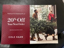 COLE HAAN  Coupon 20% off Valid DEC 3 TO December 23 2025