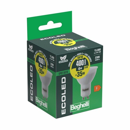 Lampadina LED 4W 95° 230V GU10 4000K luce naturale faretto Beghelli 56024 - Foto 2 di 4