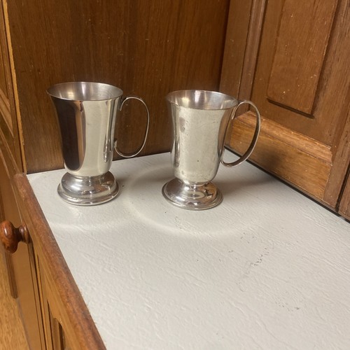 2 Vintage Silver Plate Mug/ Goblet Carrington On One Mug The Other I Can’t Read