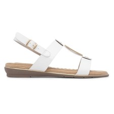 Lunar Womens Sandals White Adults Ladies Flat Buckle Slingback Adora Size