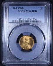 1909 VDB Lincoln Wheat Cent - 1c PCGS MS65 RD - Red - Flashy!