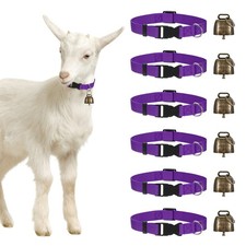 6-Pack Goat Collars with Bells, 13.8"-20.5" Polyester Purple 