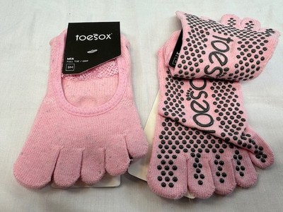 Toesox Grip 2 Pair of Pilates Barre Socks Full Toe, Small, Allure