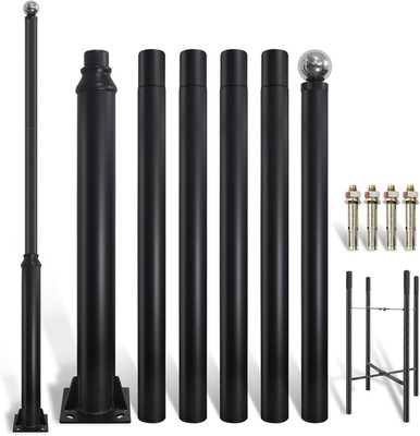 Street Light Pole 20Ft Tall, Black Outdoor Galvanized Heavy-Duty Metal Solar Str